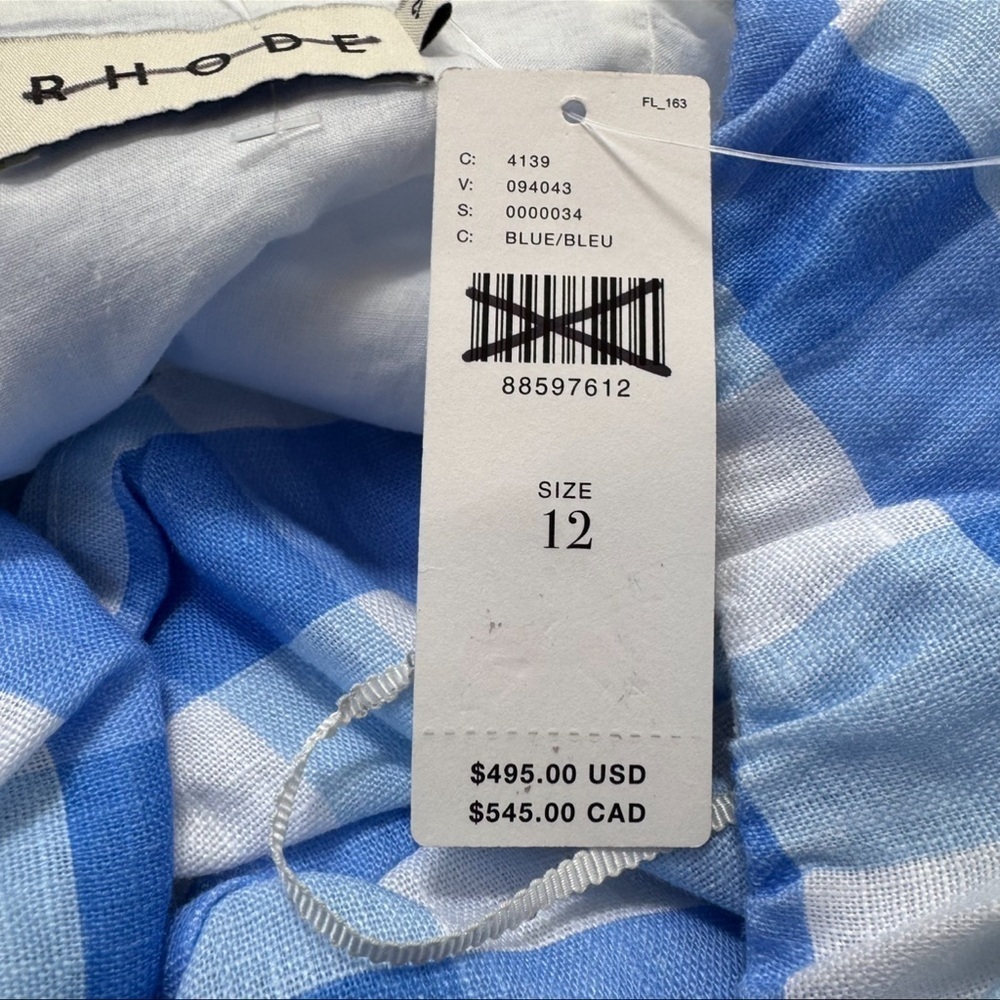 NWT Anthropologie RHODE Noa Linen Midi Dress Blue White - Picture 7 of 14